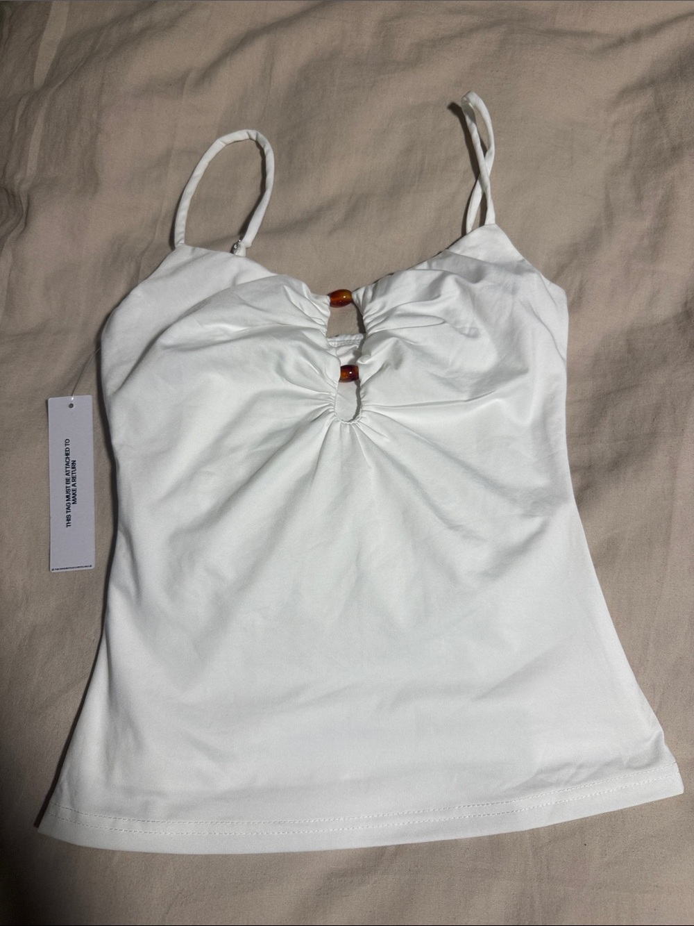 PRINCESS POLY White Ruched Button-Front Camisole Top — Size 4